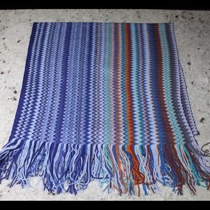 Missoni Blue Multi-Color Scarf Over Sized
